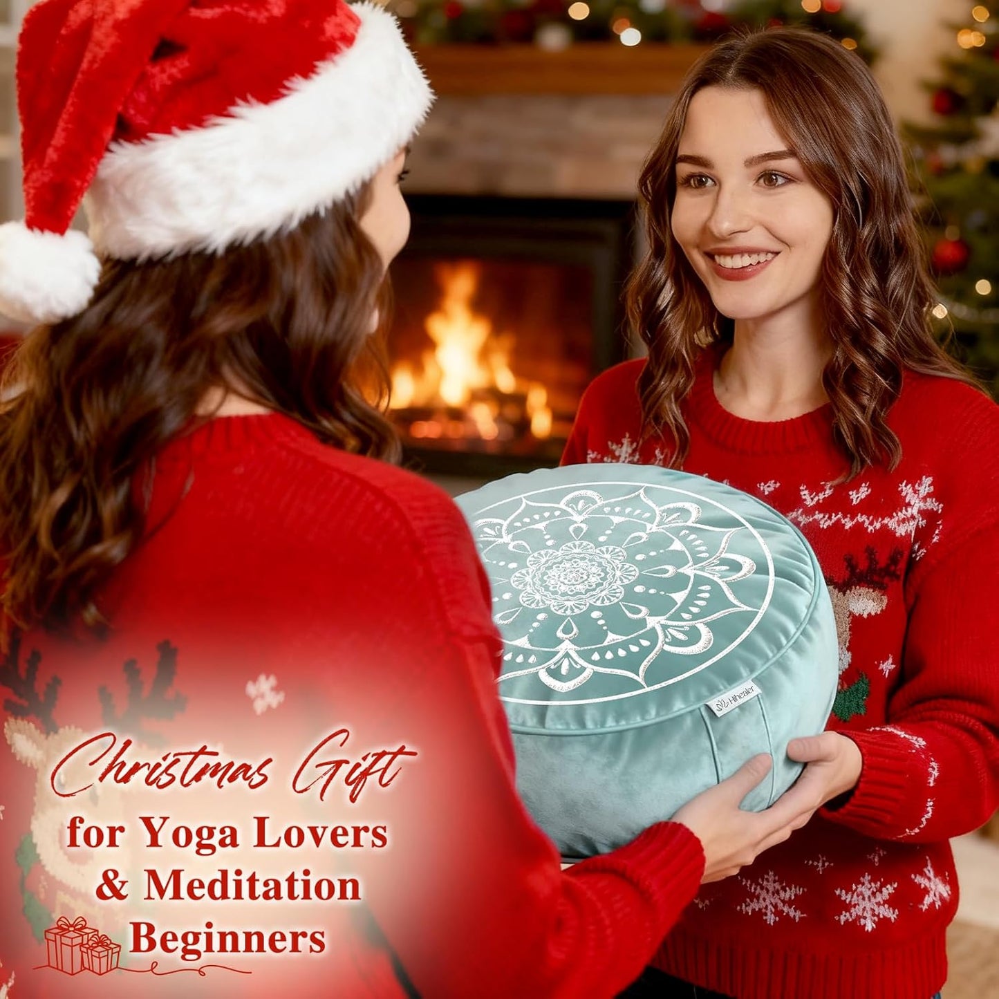 Meditation Cushion, Traditional Tibetan Meditation Pillow Velvet Cover - Large Floor Cushion Seating for Adults - Yoga Buckwheat Bolster for Women、Moms