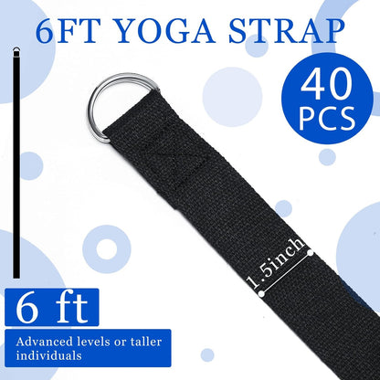 Yoga Strap Stretching Pilates Exercise Adjustable Straps 6 ft Non Elastic Yoga Belt with Adjustable D Ring Buckle for Pilates Gym Workouts Fitness