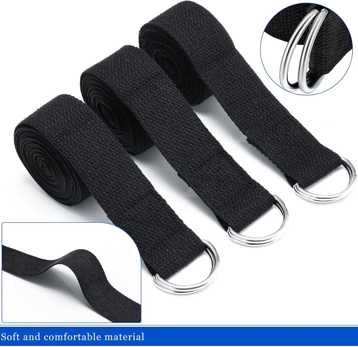 Yoga Strap Stretching Pilates Exercise Adjustable Straps 6 ft Non Elastic Yoga Belt with Adjustable D Ring Buckle for Pilates Gym Workouts Fitness