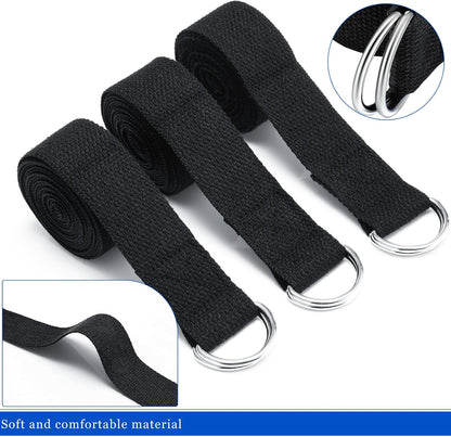 Yoga Strap Stretching Pilates Exercise Adjustable Straps 6 ft Non Elastic Yoga Belt with Adjustable D Ring Buckle for Pilates Gym Workouts Fitness