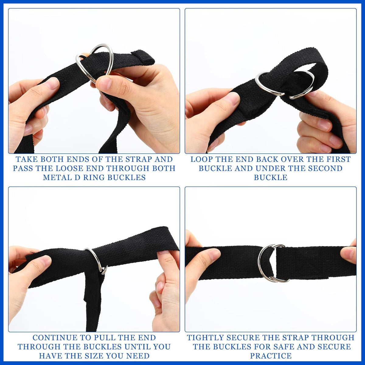 Yoga Strap Stretching Pilates Exercise Adjustable Straps 6 ft Non Elastic Yoga Belt with Adjustable D Ring Buckle for Pilates Gym Workouts Fitness