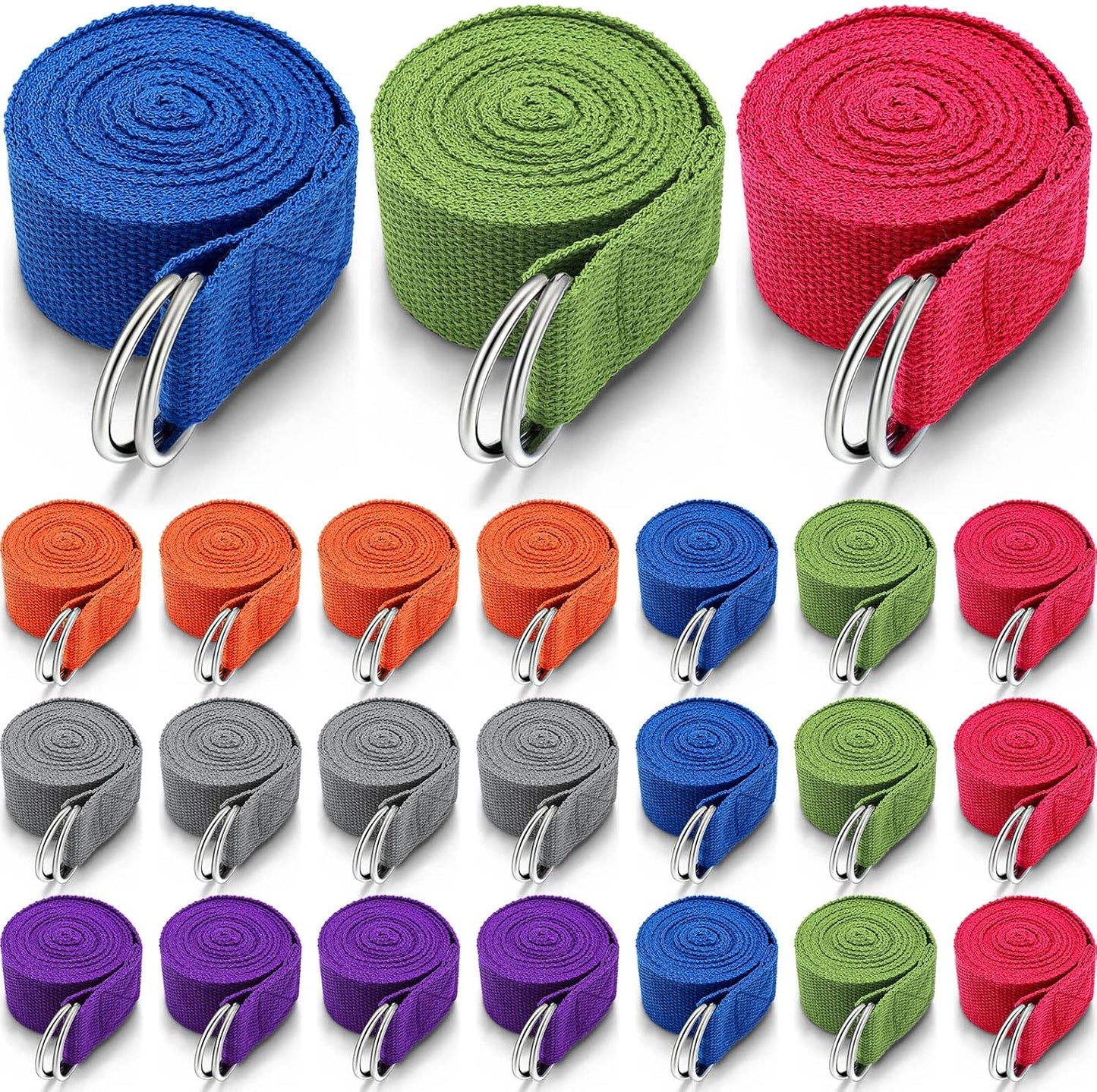 Yoga Strap Stretching Pilates Exercise Adjustable Straps 6 ft Non Elastic Yoga Belt with Adjustable D Ring Buckle for Pilates Gym Workouts Fitness
