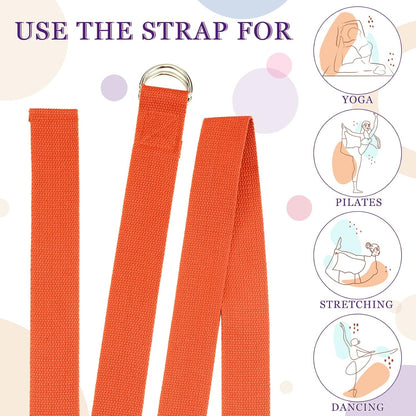 Yoga Strap Stretching Pilates Exercise Adjustable Straps 6 ft Non Elastic Yoga Belt with Adjustable D Ring Buckle for Pilates Gym Workouts Fitness