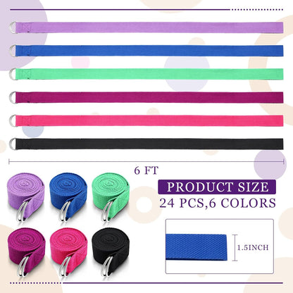 Yoga Strap Stretching Pilates Exercise Adjustable Straps 6 ft Non Elastic Yoga Belt with Adjustable D Ring Buckle for Pilates Gym Workouts Fitness