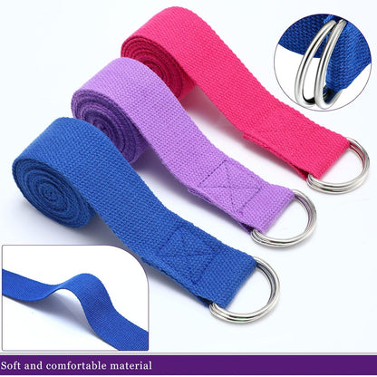 Yoga Strap Stretching Pilates Exercise Adjustable Straps 6 ft Non Elastic Yoga Belt with Adjustable D Ring Buckle for Pilates Gym Workouts Fitness