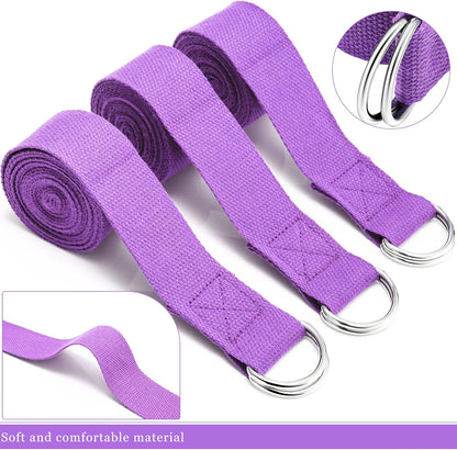 Yoga Strap Stretching Pilates Exercise Adjustable Straps 6 ft Non Elastic Yoga Belt with Adjustable D Ring Buckle for Pilates Gym Workouts Fitness