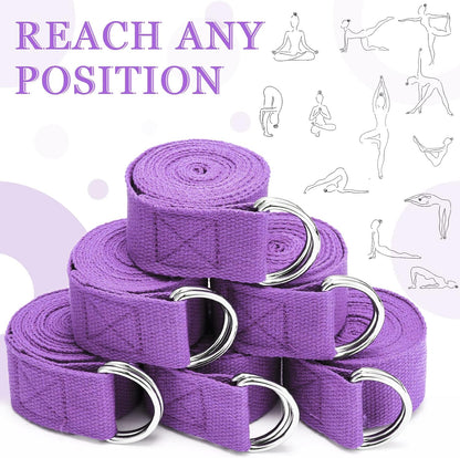 Yoga Strap Stretching Pilates Exercise Adjustable Straps 6 ft Non Elastic Yoga Belt with Adjustable D Ring Buckle for Pilates Gym Workouts Fitness