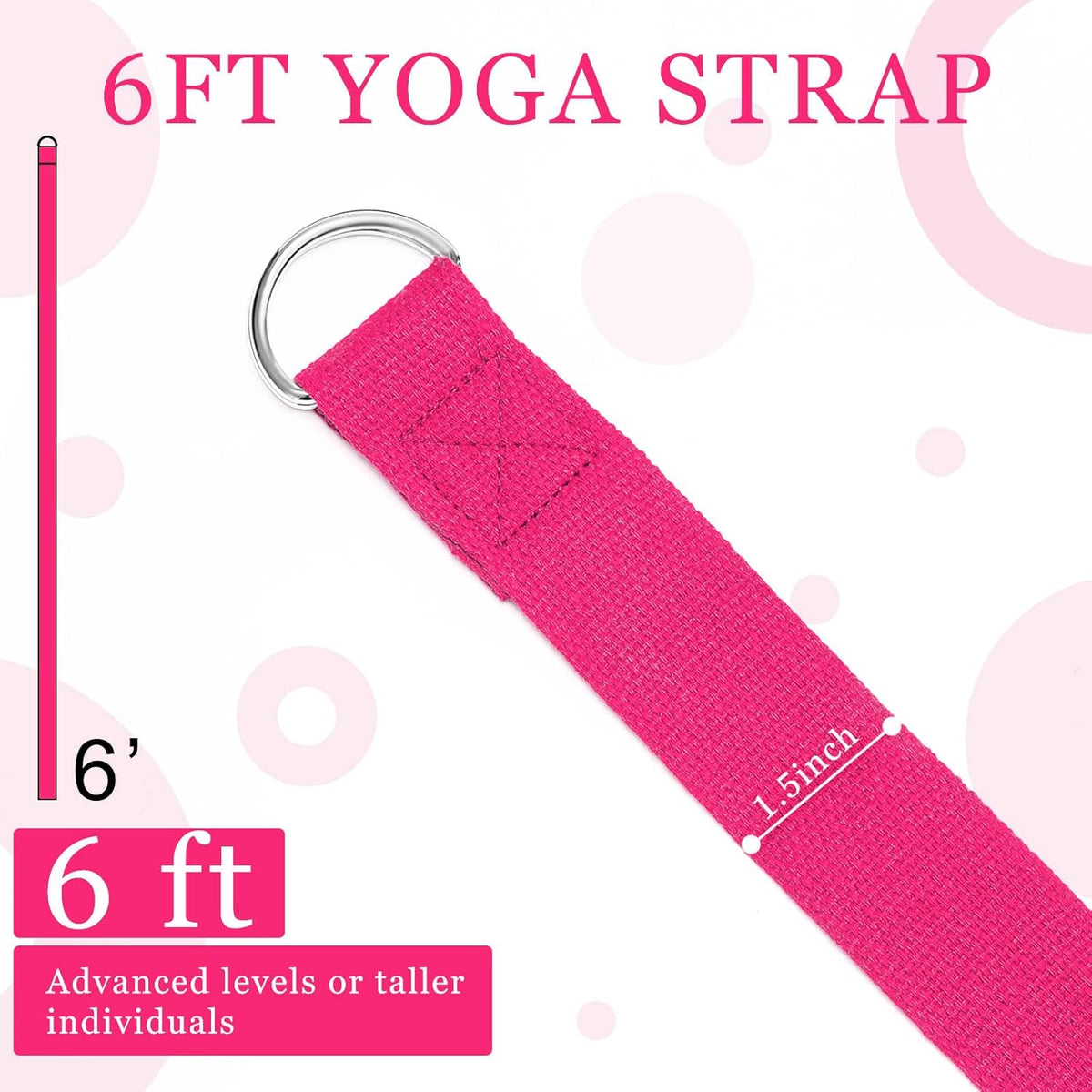 Yoga Strap Stretching Pilates Exercise Adjustable Straps 6 ft Non Elastic Yoga Belt with Adjustable D Ring Buckle for Pilates Gym Workouts Fitness