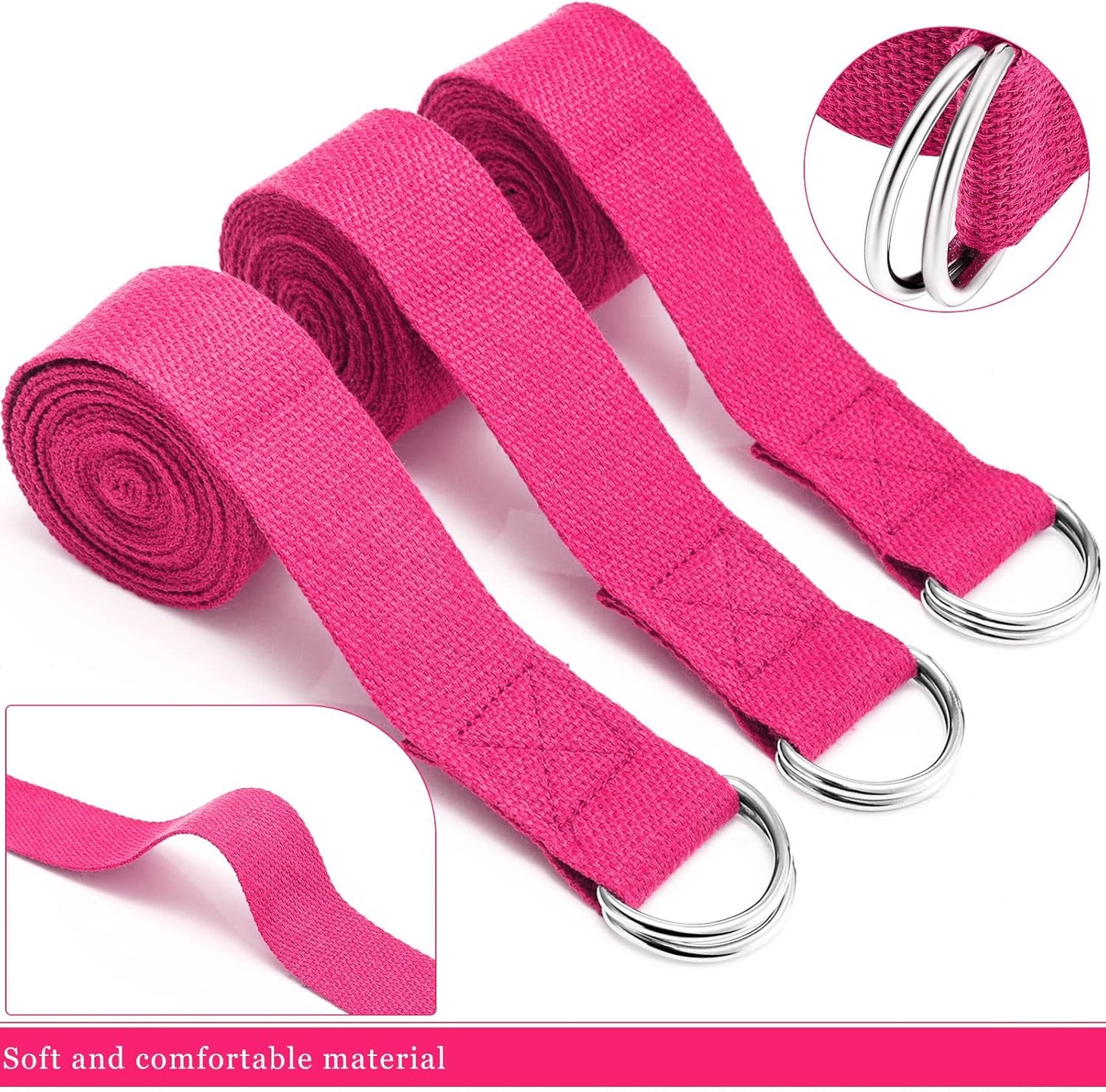 Yoga Strap Stretching Pilates Exercise Adjustable Straps 6 ft Non Elastic Yoga Belt with Adjustable D Ring Buckle for Pilates Gym Workouts Fitness