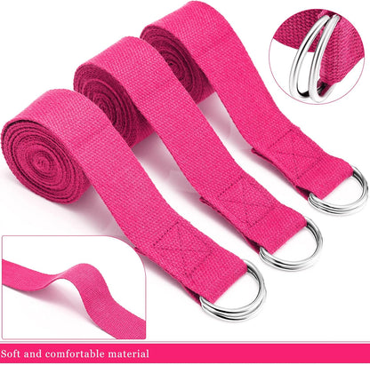 Yoga Strap Stretching Pilates Exercise Adjustable Straps 6 ft Non Elastic Yoga Belt with Adjustable D Ring Buckle for Pilates Gym Workouts Fitness