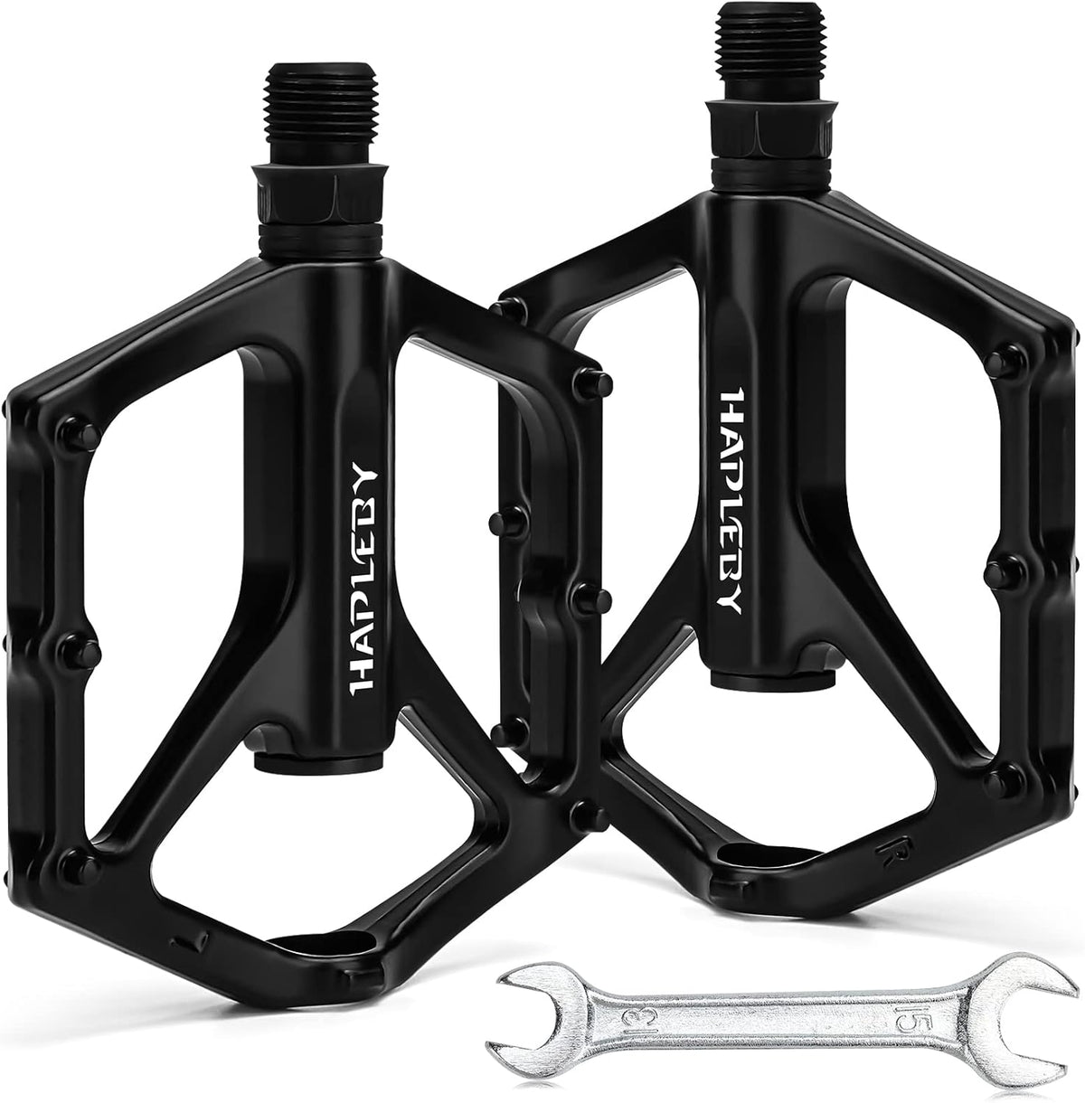 Premium Bike Pedals of 9/16 Inch, Professional Mountain and Road Bike Flat Pedal with 2 Sealed Bearings, Wide Paltform and Lightweight of Bicycle Pedals, Come with Pedal Wrench 1PCs