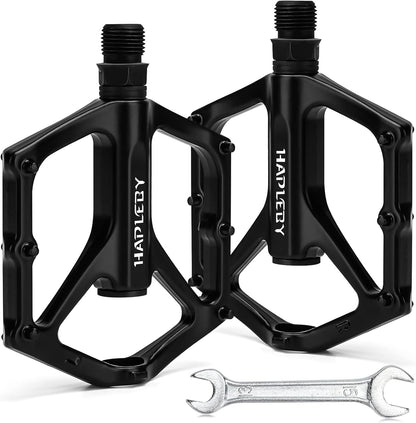 Premium Bike Pedals of 9/16 Inch, Professional Mountain and Road Bike Flat Pedal with 2 Sealed Bearings, Wide Paltform and Lightweight of Bicycle Pedals, Come with Pedal Wrench 1PCs