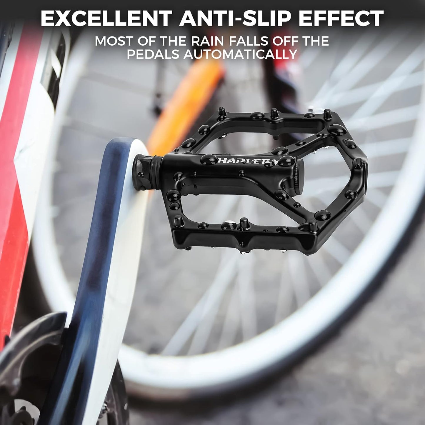Premium Bike Pedals of 9/16 Inch, Professional Mountain and Road Bike Flat Pedal with 2 Sealed Bearings, Wide Paltform and Lightweight of Bicycle Pedals, Come with Pedal Wrench 1PCs