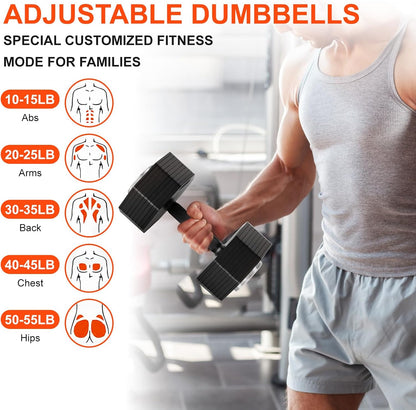 Adjustable Dumbbell Sets, Each 50/80/90/120LB Pairs Durable Steel Build, Free Weights Dumbbells Set of 2 with Anti-slip Handle, For Full Body Home Gym Workout Home Strength Training Equipment 50/80/90/120LBSX2