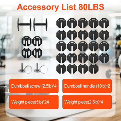 Adjustable Dumbbell Sets, Each 50/80/90/120LB Pairs Durable Steel Build, Free Weights Dumbbells Set of 2 with Anti-slip Handle, For Full Body Home Gym Workout Home Strength Training Equipment 50/80/90/120LBSX2