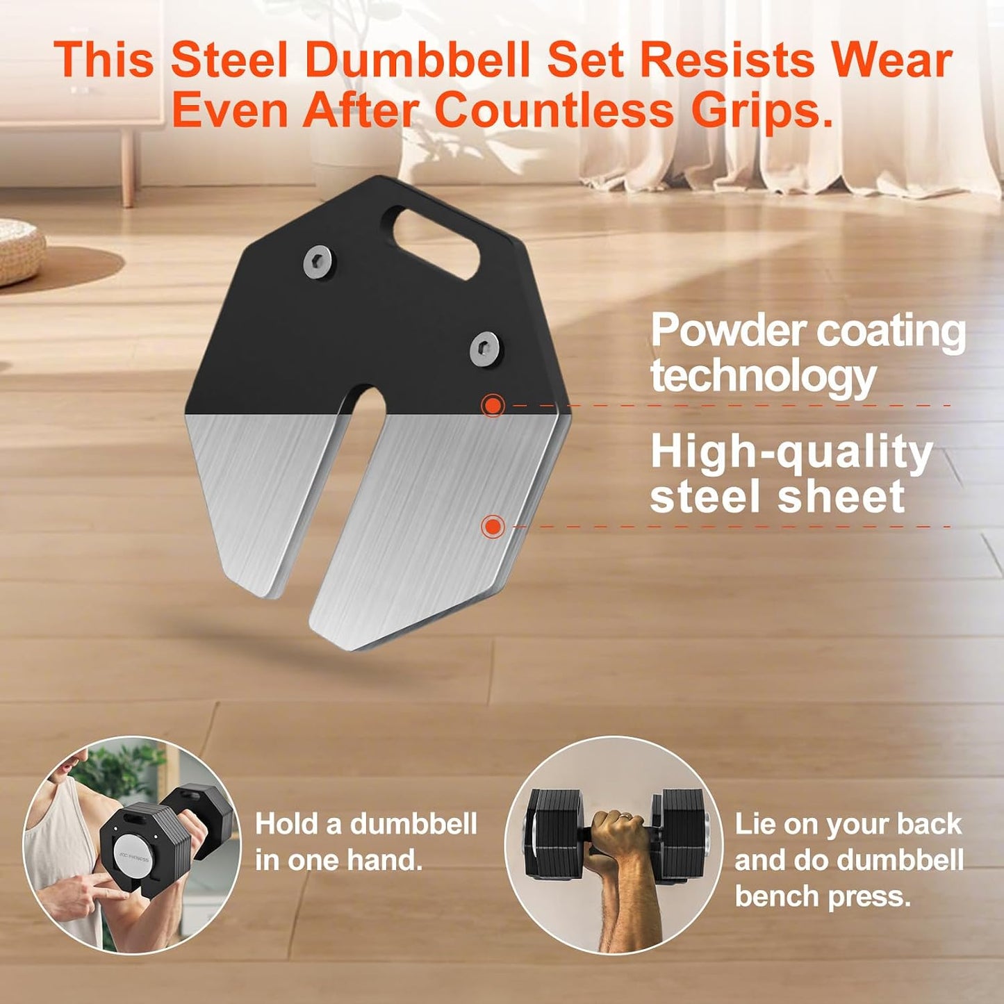 Adjustable Dumbbell Sets, Each 50/80/90/120LB Pairs Durable Steel Build, Free Weights Dumbbells Set of 2 with Anti-slip Handle, For Full Body Home Gym Workout Home Strength Training Equipment 50/80/90/120LBSX2