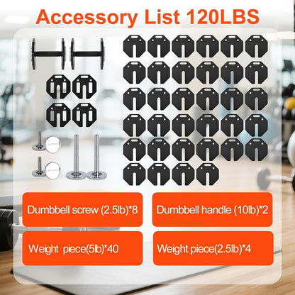 Adjustable Dumbbell Sets, Each 50/80/90/120LB Pairs Durable Steel Build, Free Weights Dumbbells Set of 2 with Anti-slip Handle, For Full Body Home Gym Workout Home Strength Training Equipment 50/80/90/120LBSX2