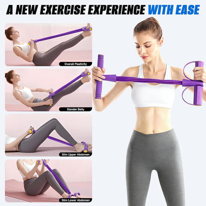 Pedal Resistance Band with Handles,6/8/10 Tube Stretch Band, Fitness Shaping Yoga Exercise Equipment, Natural Rubber Tension Rope, for Abdominal, Leg, Arm, Back Slimming Training