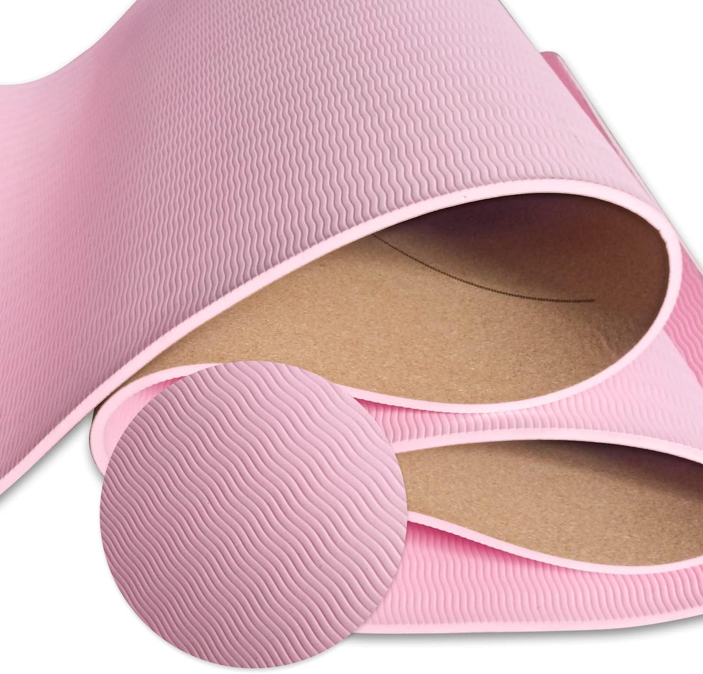 Numat Cork Yoga Mat 6mm (1/4 inch) Thick 72 x 24 in, Sweatproof NonSlip Eco-friendly, Lightweight TPE foam with Alignment Lines, Great for Hot Yoga, Pilates, Gym and Exercise, Black Carrying Bag w. Strap Included