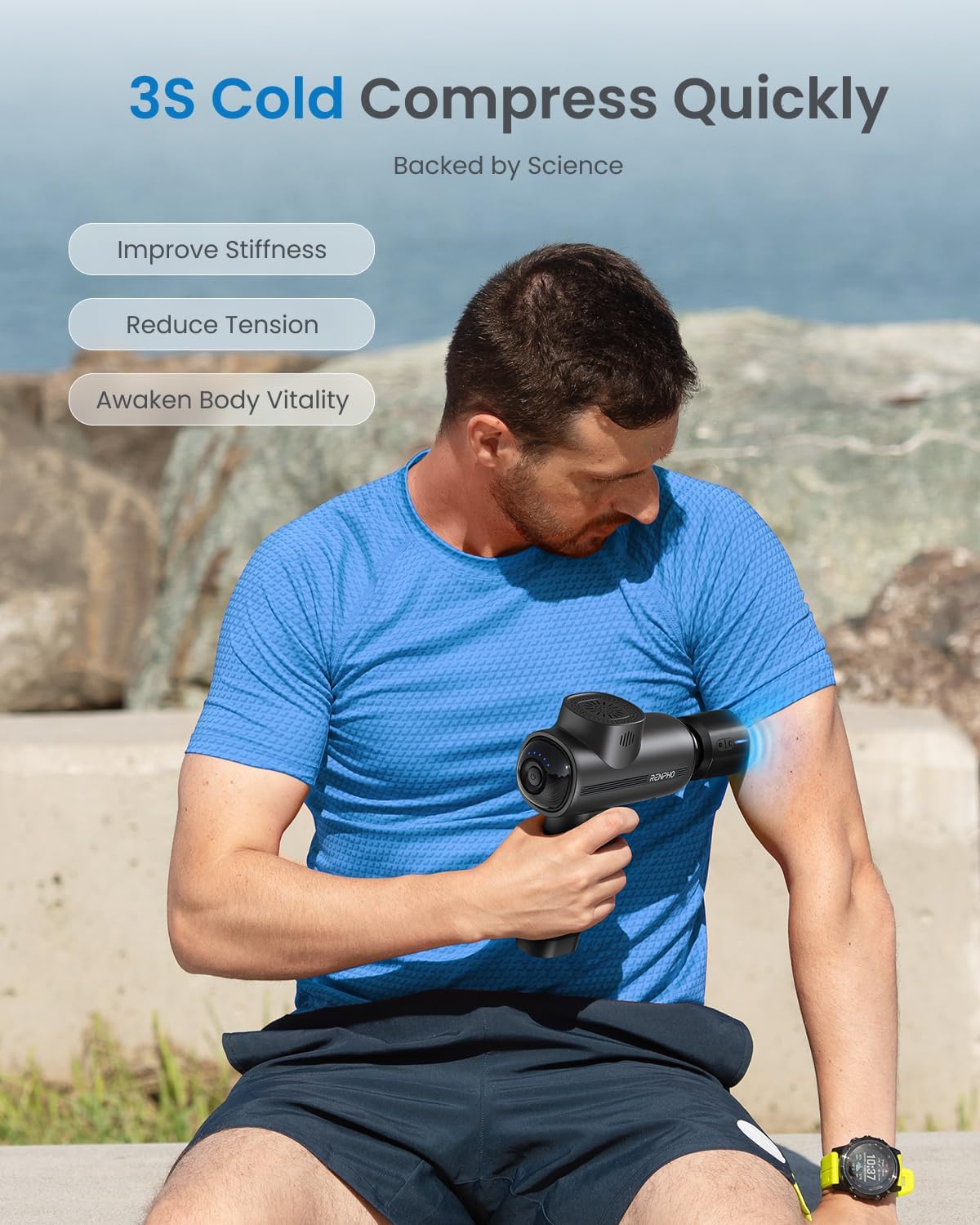 Active Thermacool Massage Gun Deep Tissue with Heat and Cold, FSA Eligible, Back Massager for Muscle Relief, HSA, Percussion Body Masajeador for Men Women Athletes, Portable with Case