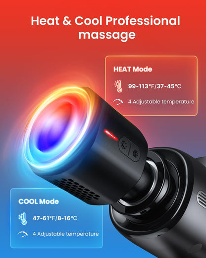 Active Thermacool Massage Gun Deep Tissue with Heat and Cold, FSA Eligible, Back Massager for Muscle Relief, HSA, Percussion Body Masajeador for Men Women Athletes, Portable with Case