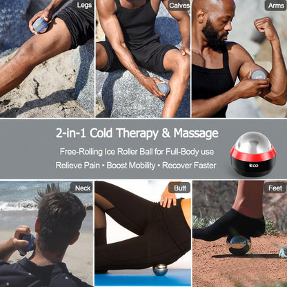 Cold Massage Roller Ball - Ice Roller Ball for Muscles Deep Tissue, Cold & Heat Therapy, Plantar Fasciitis Roller