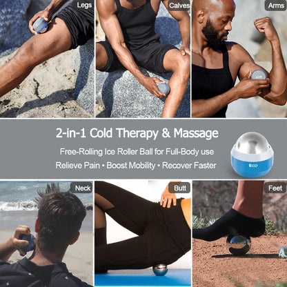 Cold Massage Roller Ball - Ice Roller Ball for Muscles Deep Tissue, Cold & Heat Therapy, Plantar Fasciitis Roller