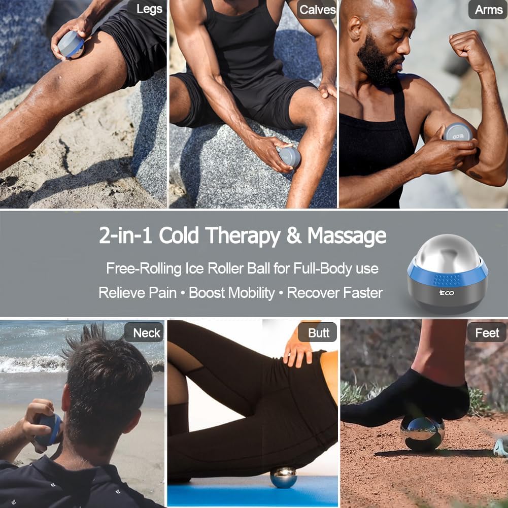 Cold Massage Roller Ball - Ice Roller Ball for Muscles Deep Tissue, Cold & Heat Therapy, Plantar Fasciitis Roller