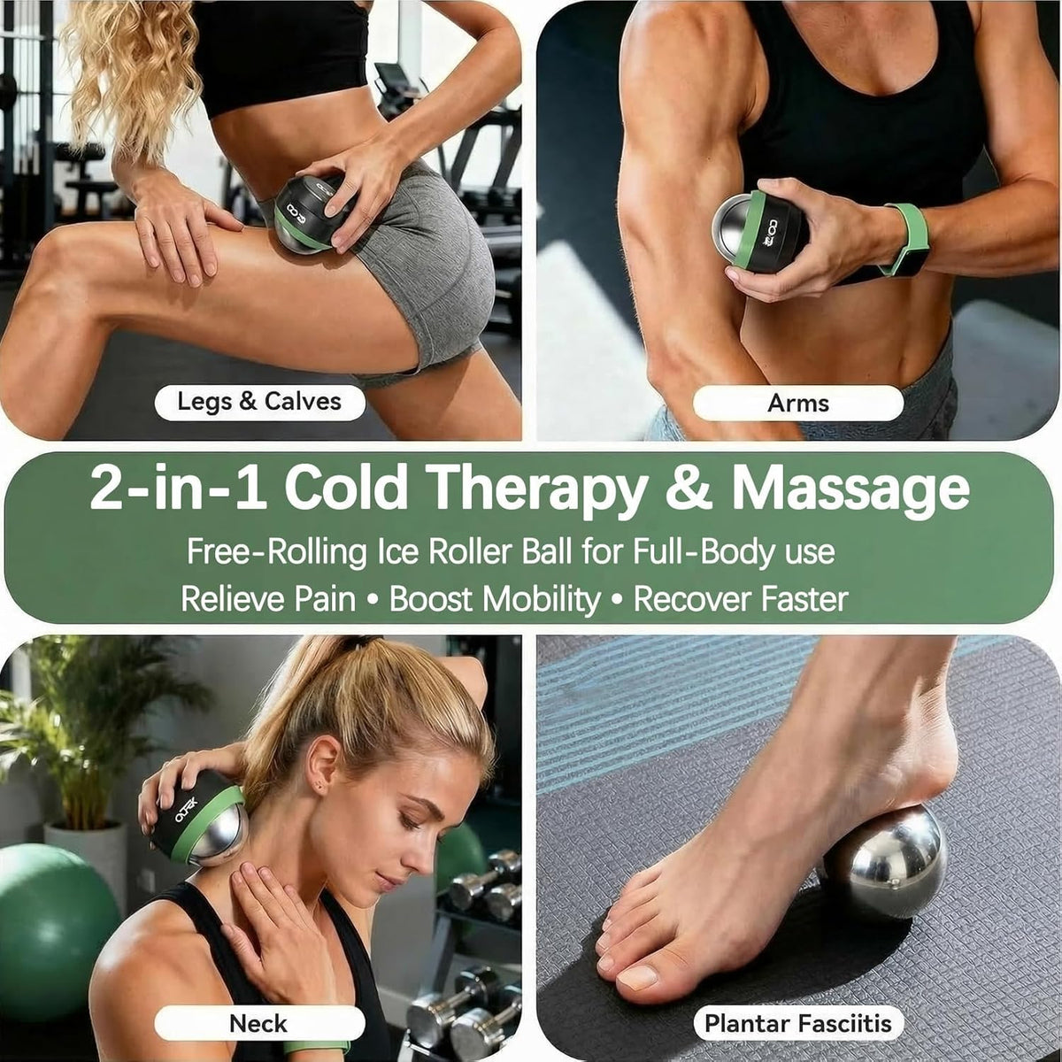 Cold Massage Roller Ball - Ice Roller Ball for Muscles Deep Tissue, Cold & Heat Therapy, Plantar Fasciitis Roller