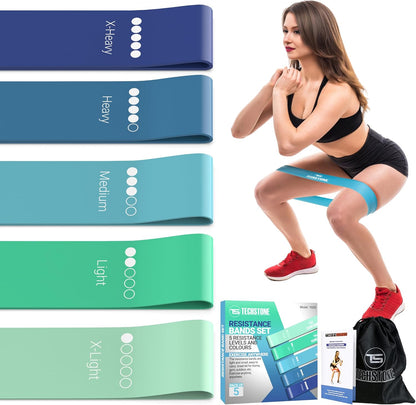 TechStone Resistance Bands Set – 5 Levels Loop Exercise Bands for Men & Women, Elastic Workout Bands for Home Gym, Training, Yoga & Fitness, Carry Bag Included
