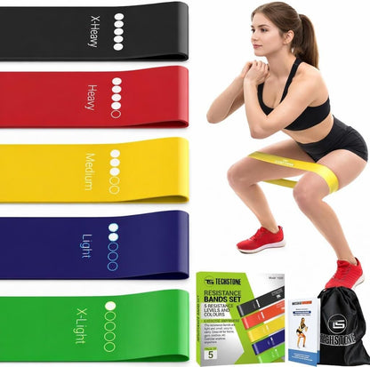 TechStone Resistance Bands Set – 5 Levels Loop Exercise Bands for Men & Women, Elastic Workout Bands for Home Gym, Training, Yoga & Fitness, Carry Bag Included