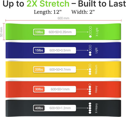 TechStone Resistance Bands Set – 5 Levels Loop Exercise Bands for Men & Women, Elastic Workout Bands for Home Gym, Training, Yoga & Fitness, Carry Bag Included