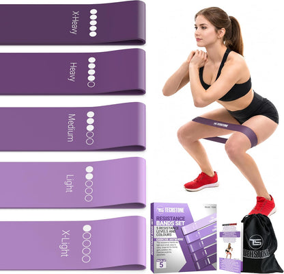 TechStone Resistance Bands Set – 5 Levels Loop Exercise Bands for Men & Women, Elastic Workout Bands for Home Gym, Training, Yoga & Fitness, Carry Bag Included