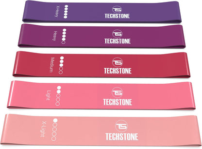TechStone Resistance Bands Set – 5 Levels Loop Exercise Bands for Men & Women, Elastic Workout Bands for Home Gym, Training, Yoga & Fitness, Carry Bag Included
