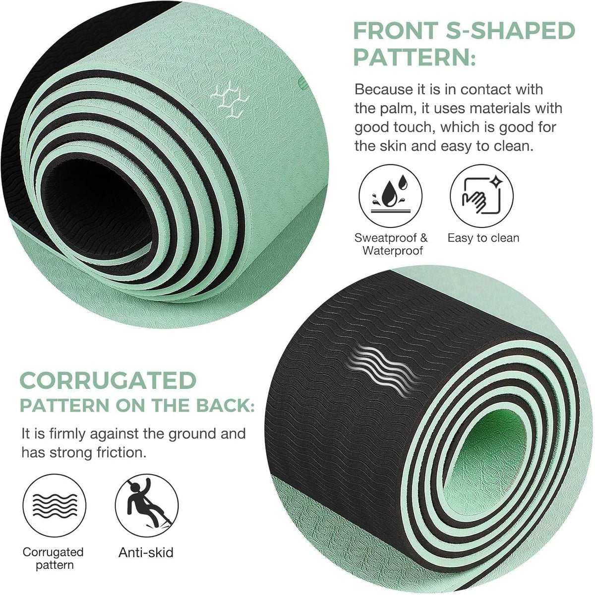 Yoga Mat Non Slip TPE Extra Wide Yoga Mat with Alignment Mark, 72"L x 32"W x 0.32"/0.24"Th (183cm x 80cm x 8mm/6mm), Anti-Tear Exercise Mat with Carrying Strap and Bag, Workout Mats for Yoga, Pilates