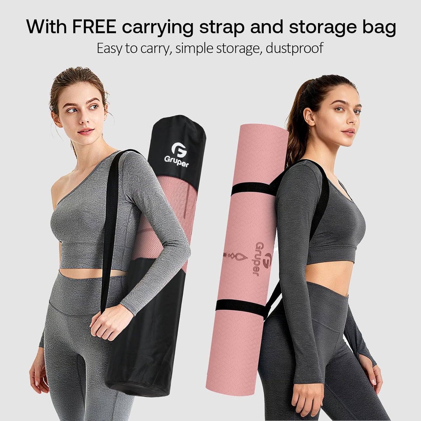 Yoga Mat Non Slip TPE Extra Wide Yoga Mat with Alignment Mark, 72"L x 32"W x 0.32"/0.24"Th (183cm x 80cm x 8mm/6mm), Anti-Tear Exercise Mat with Carrying Strap and Bag, Workout Mats for Yoga, Pilates