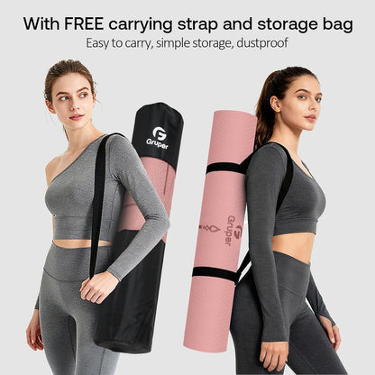 Yoga Mat Non Slip TPE Extra Wide Yoga Mat with Alignment Mark, 72"L x 32"W x 0.32"/0.24"Th (183cm x 80cm x 8mm/6mm), Anti-Tear Exercise Mat with Carrying Strap and Bag, Workout Mats for Yoga, Pilates