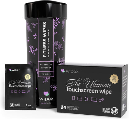 Yoga Mat Cleaner & Fitness Wipes - Natural Lavender & Vinegar Gym Equipment Cleaner - 75 Gym Wipes to Clean Yoga Mats, Spinning & Peloton Bikes, Weight Machines & Surfaces