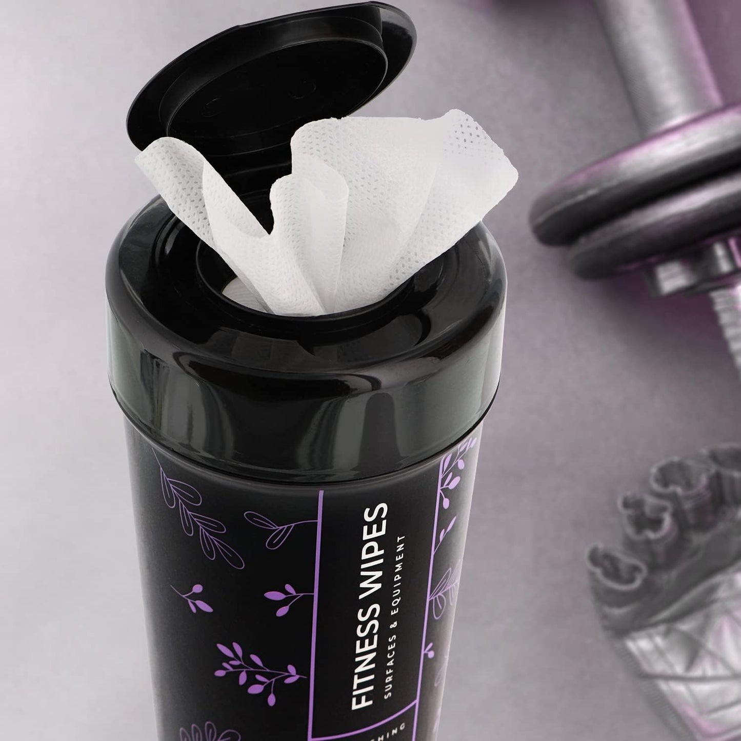 Yoga Mat Cleaner & Fitness Wipes - Natural Lavender & Vinegar Gym Equipment Cleaner - 75 Gym Wipes to Clean Yoga Mats, Spinning & Peloton Bikes, Weight Machines & Surfaces