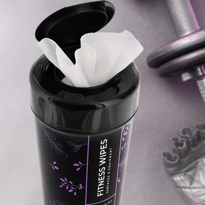 Yoga Mat Cleaner & Fitness Wipes - Natural Lavender & Vinegar Gym Equipment Cleaner - 75 Gym Wipes to Clean Yoga Mats, Spinning & Peloton Bikes, Weight Machines & Surfaces