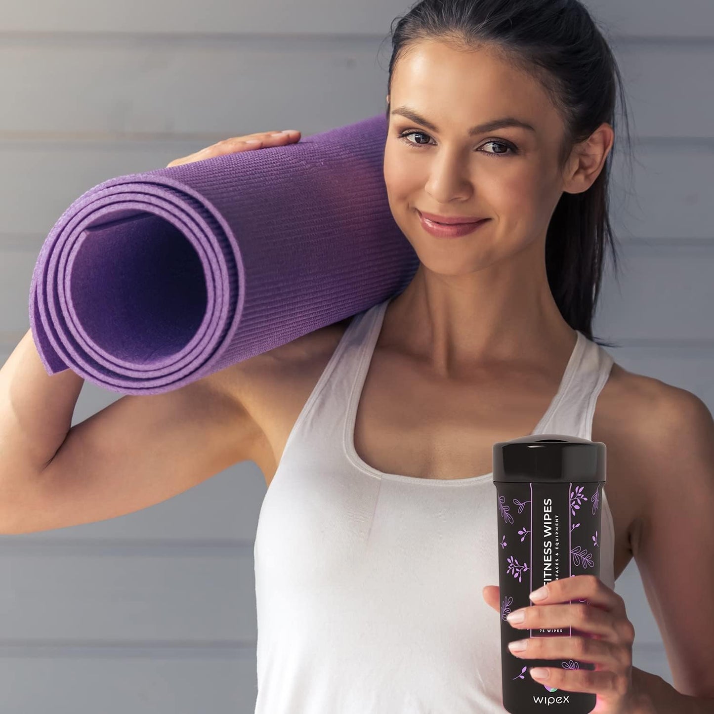 Yoga Mat Cleaner & Fitness Wipes - Natural Lavender & Vinegar Gym Equipment Cleaner - 75 Gym Wipes to Clean Yoga Mats, Spinning & Peloton Bikes, Weight Machines & Surfaces