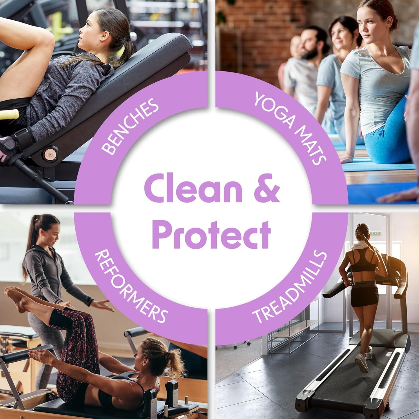 Yoga Mat Cleaner & Fitness Wipes - Natural Lavender & Vinegar Gym Equipment Cleaner - 75 Gym Wipes to Clean Yoga Mats, Spinning & Peloton Bikes, Weight Machines & Surfaces