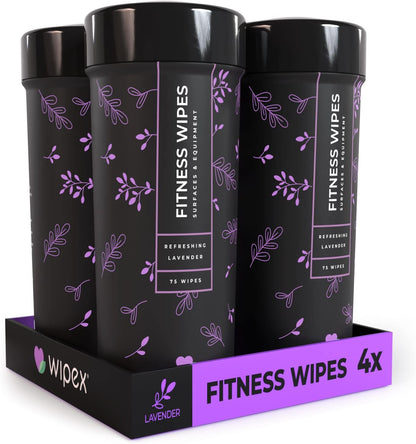 Yoga Mat Cleaner & Fitness Wipes - Natural Lavender & Vinegar Gym Equipment Cleaner - 75 Gym Wipes to Clean Yoga Mats, Spinning & Peloton Bikes, Weight Machines & Surfaces