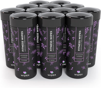 Yoga Mat Cleaner & Fitness Wipes - Natural Lavender & Vinegar Gym Equipment Cleaner - 75 Gym Wipes to Clean Yoga Mats, Spinning & Peloton Bikes, Weight Machines & Surfaces