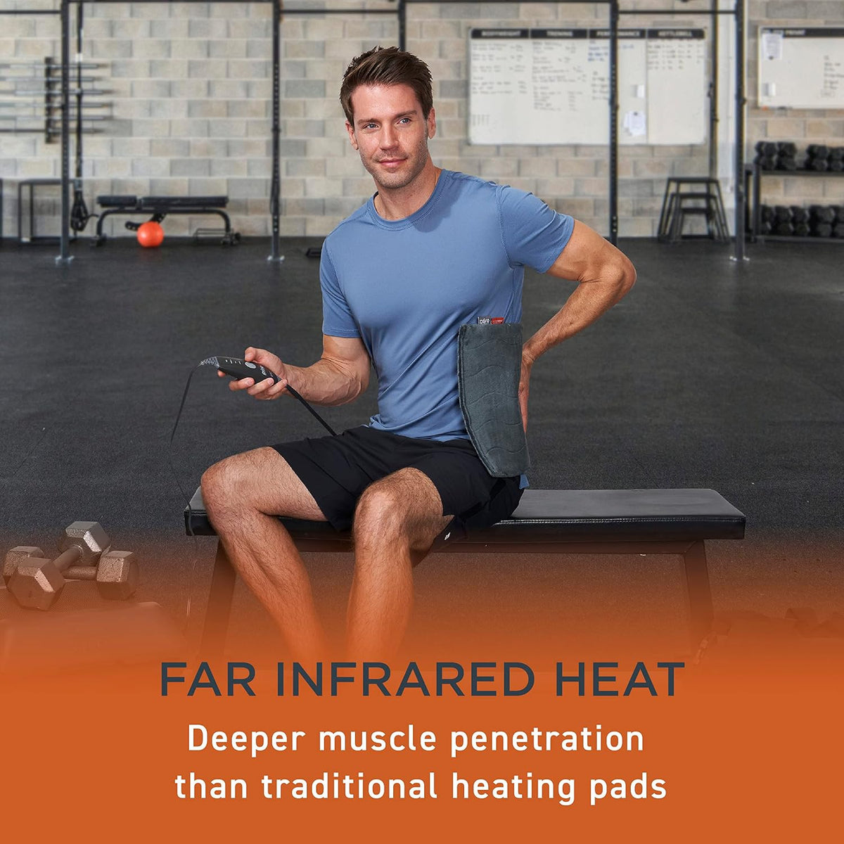 PureRelief Pro Far Infrared XL Heating Pad - Muscle Relief for Back, Neck, Shoulder, & Knee Pain in Athletes, 4 Heat Settings, Dry/Moist Heat, 12” x 24” Extra-Long Size (Iron Gray)