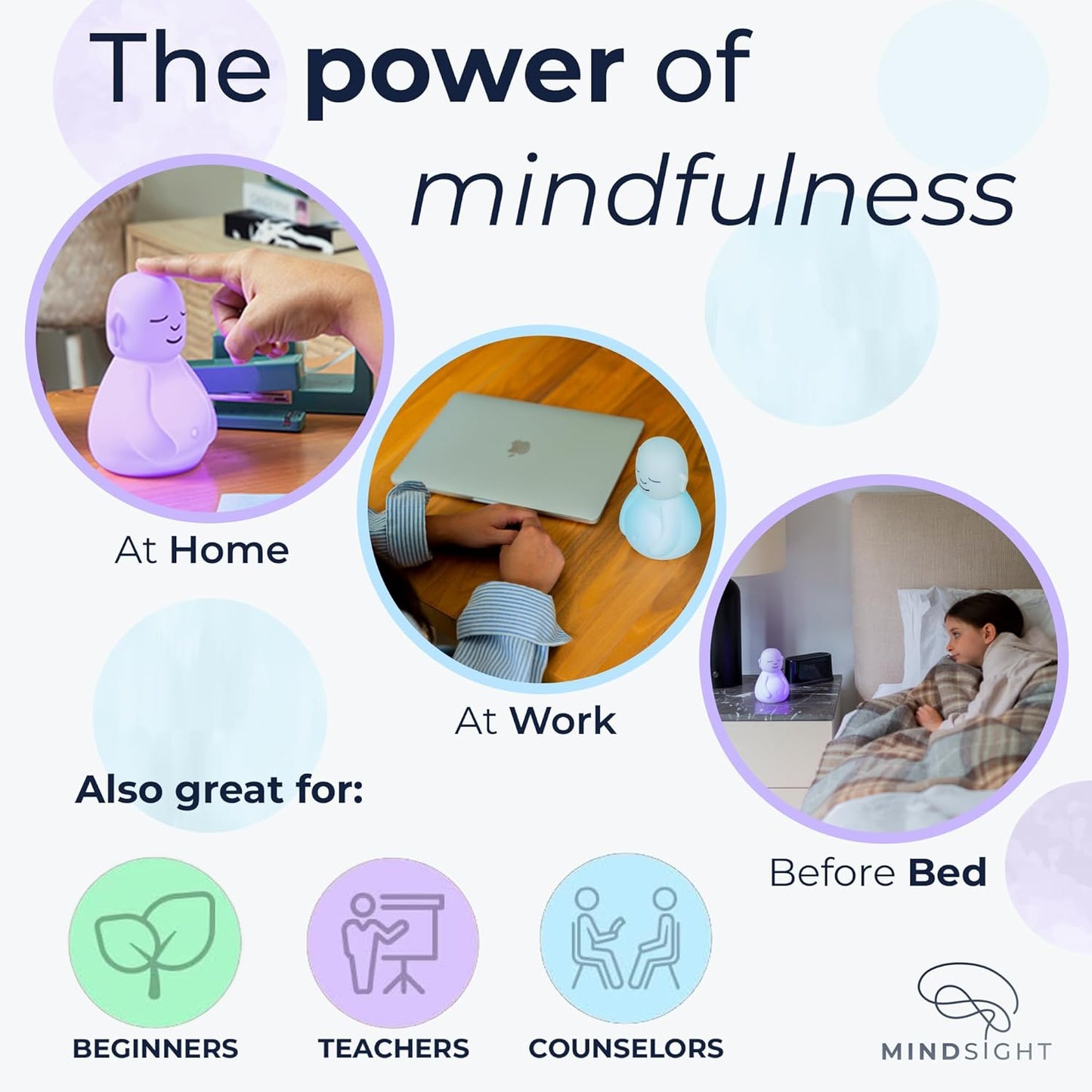 'Breathing Buddha' Guided Visual Meditation | 3 Modes to Slow Your Breathing & Calm Your Mind | Stress & Anxiety Relief | Wellness Gift | Adults, Kids, Classrooms | USB Rechargeable