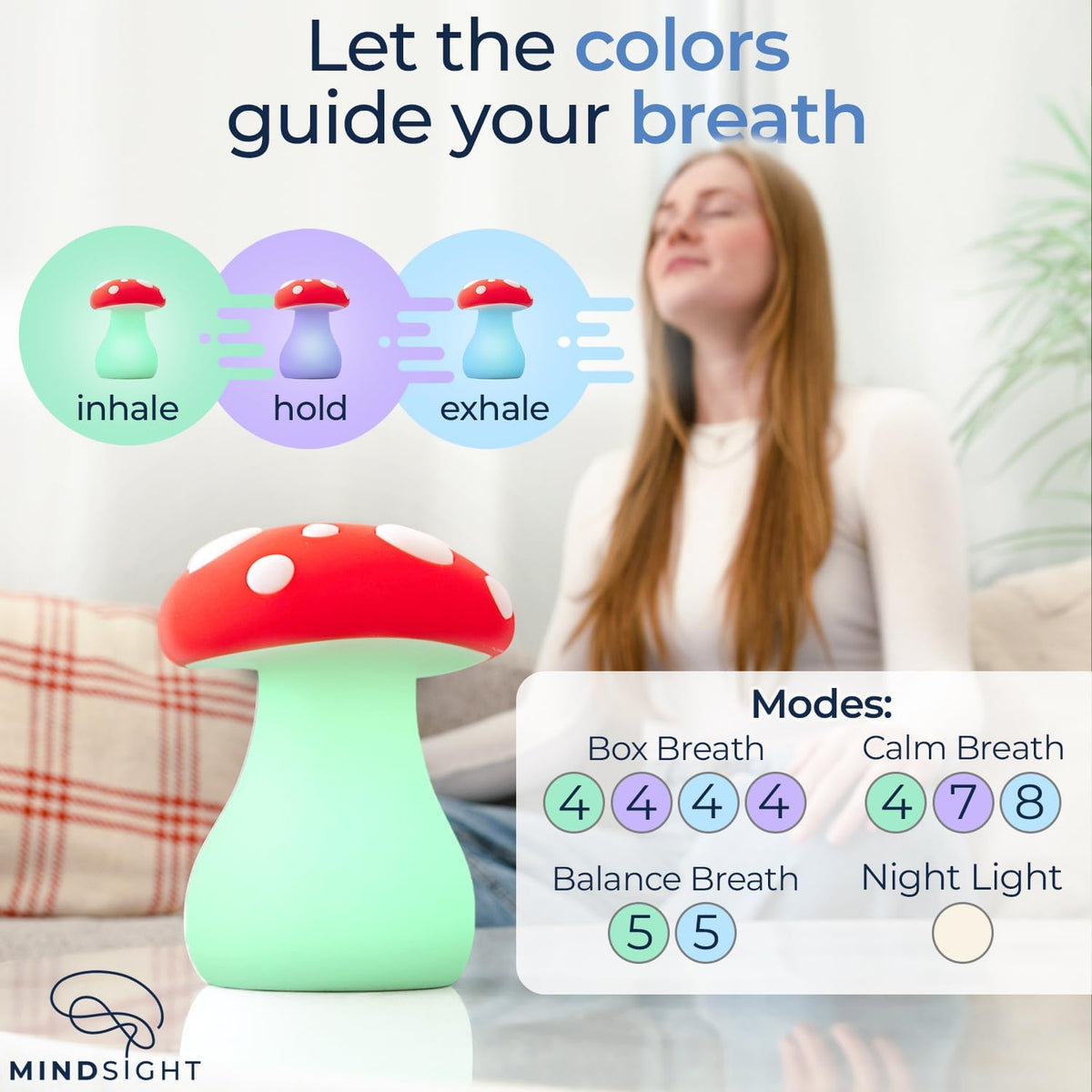'Breathing Buddha' Guided Visual Meditation | 3 Modes to Slow Your Breathing & Calm Your Mind | Stress & Anxiety Relief | Wellness Gift | Adults, Kids, Classrooms | USB Rechargeable