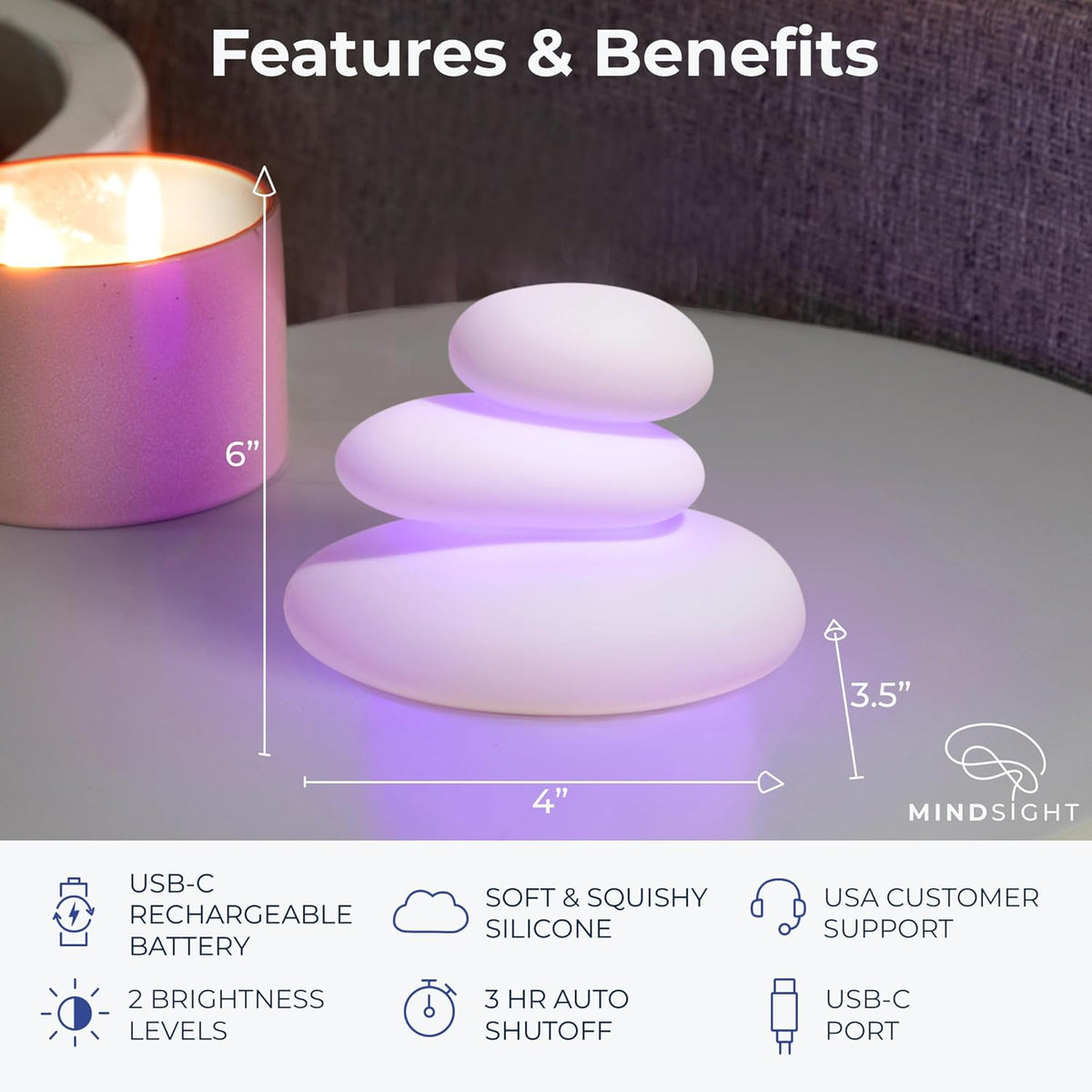 'Breathing Buddha' Guided Visual Meditation | 3 Modes to Slow Your Breathing & Calm Your Mind | Stress & Anxiety Relief | Wellness Gift | Adults, Kids, Classrooms | USB Rechargeable