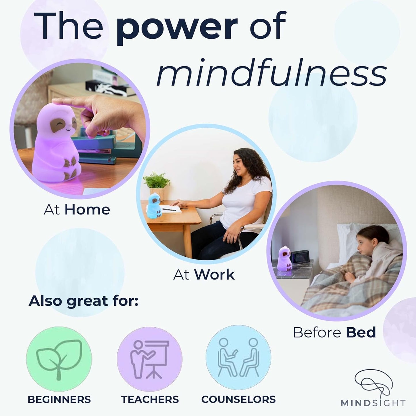 'Breathing Buddha' Guided Visual Meditation | 3 Modes to Slow Your Breathing & Calm Your Mind | Stress & Anxiety Relief | Wellness Gift | Adults, Kids, Classrooms | USB Rechargeable