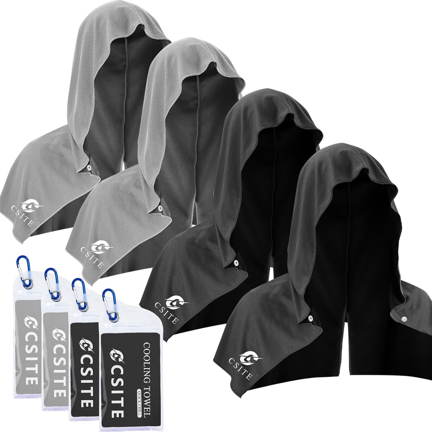 3 Pack Cooling Hoodie Towels for Neck and Face, UPF 50 Sun Protection & Instant Cooling, Ice Towels for Hot Weather, Soft Breathable Towel for Sport, Work Out, Gym, Camping & More Activities